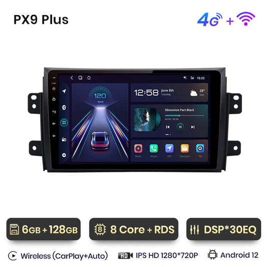 WiFi Controlled, PX9, 6GB-128GB, Suzuki SX4 2006-2013 Fiat Sedici 2005-2014, Android Autoradio CarPlay Stereo