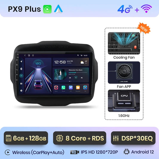 WiFi Controlled,  PX9 Plus, Jeep Renegade 2016-2020, wireless CarPlay Android Auto, intelligent system, No 2 din, DVD, Color: [Specify the color], Size: [Specify the size]