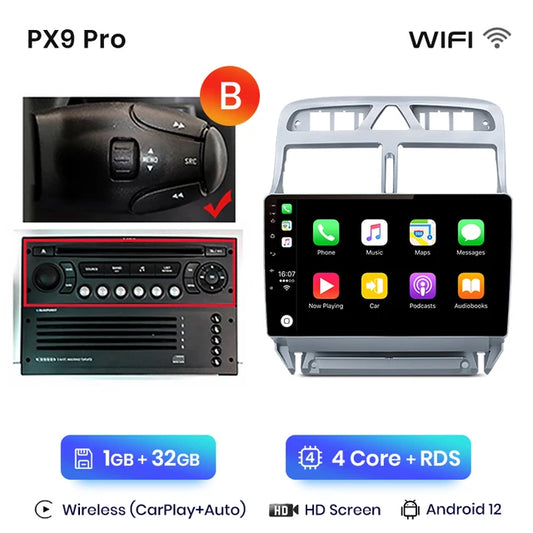 WiFi Controlled,  PX9 Pro (1-32), Peugeot 307 Car Radio, wireless CarPlay Android Auto, No 2 din DVD, Color: [color] Size: [size]