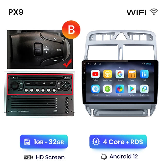 WiFi Controlled, PX9 Plus Car Radio, CarPlay Android Auto, Black, Standard Size