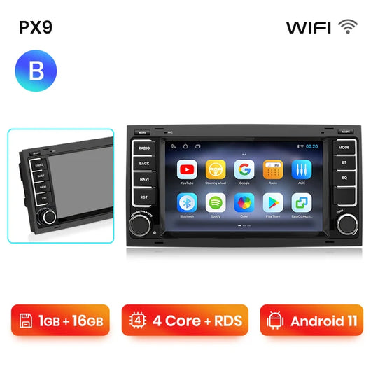 WiFi Controlled, PX9 Plus, 1GB-16GB, Car Radio, VW Volkswagen Touareg Multivan Transporter T5, wireless CarPlay Android Auto, No 2 din, DVD