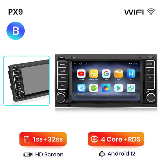 WiFi Controlled,  PX9 Plus, VW Volkswagen Touareg Multivan Transporter T5, 1GB-32GB, CarPlay & Android Auto, Black, No 2din DVD