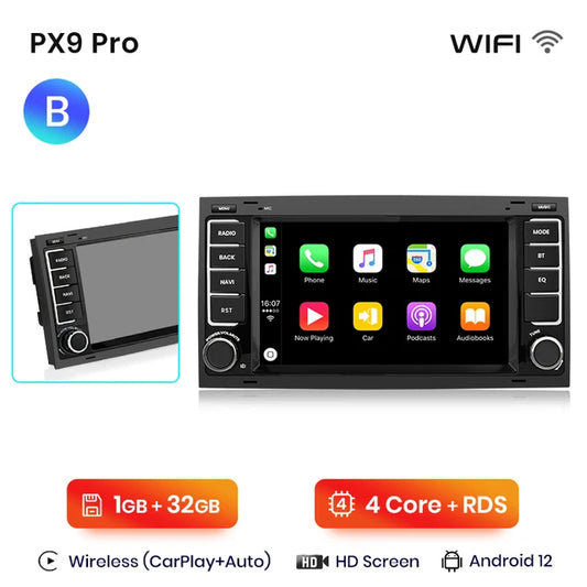 WiFi Controlled, PX9 Pro, 1GB-32GB, Touareg Multivan Transporter T5, CarPlay Android Auto, No DVD