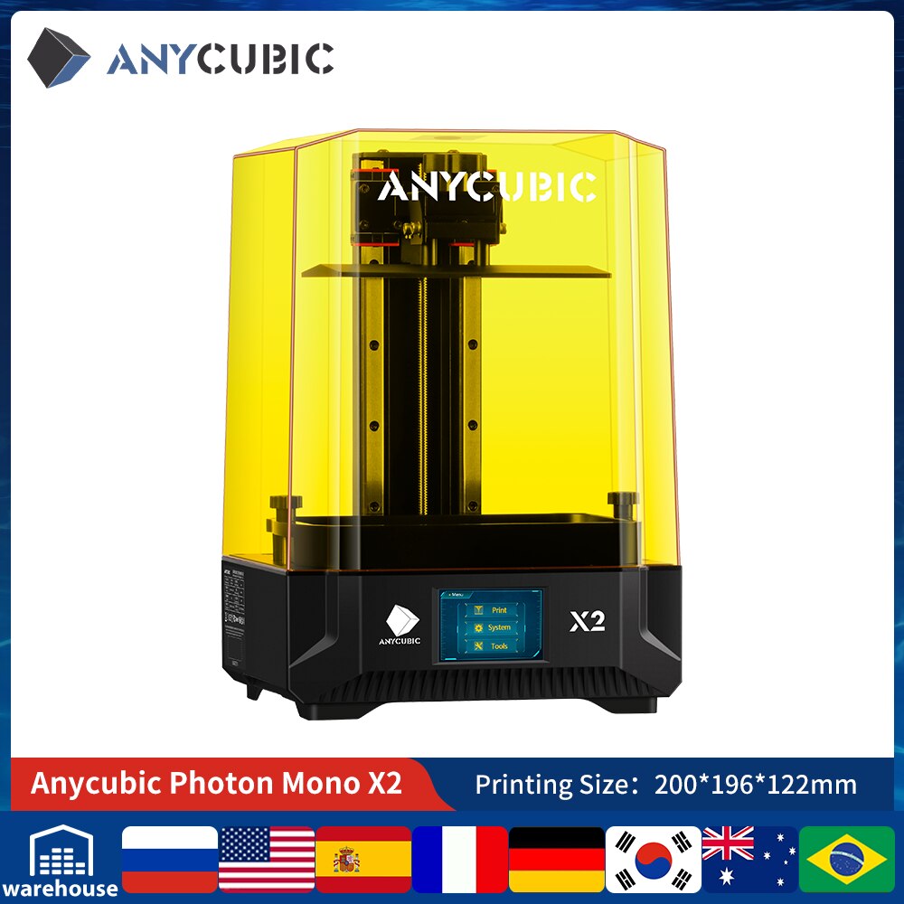 3D Printer, Anycubic, Photon Mono X2, 220V, 60mm/h, UV Resin, LCD, Black