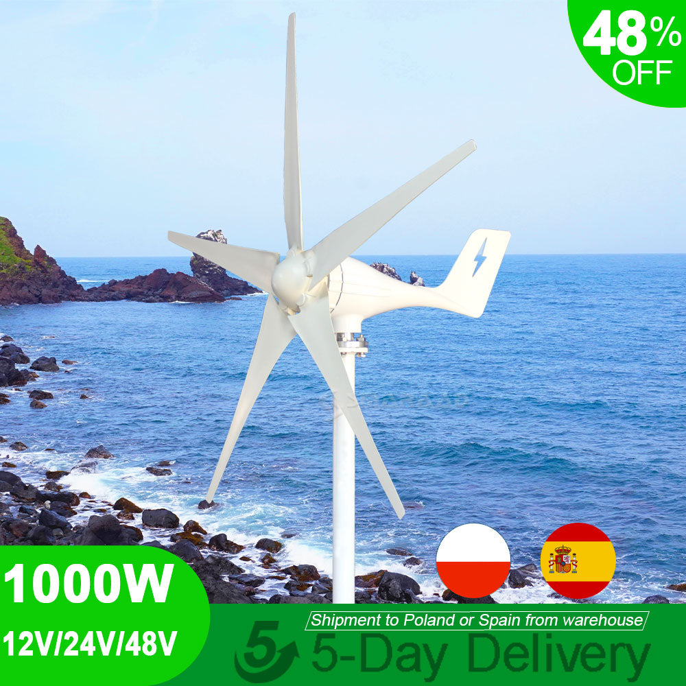 Wind Turbine, Smaraad, Power Generator, 1000W, 5 Blades, White