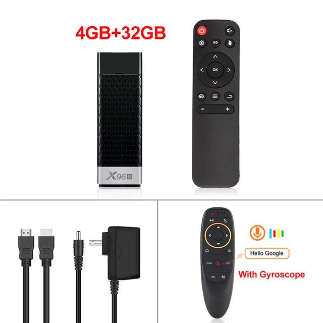 X96S X96 Stick 4K TV Stick Android 9 4G32G Amlogic S905Y2 Quad Core Wifi BT 1080P Dongle, Mini, Black.