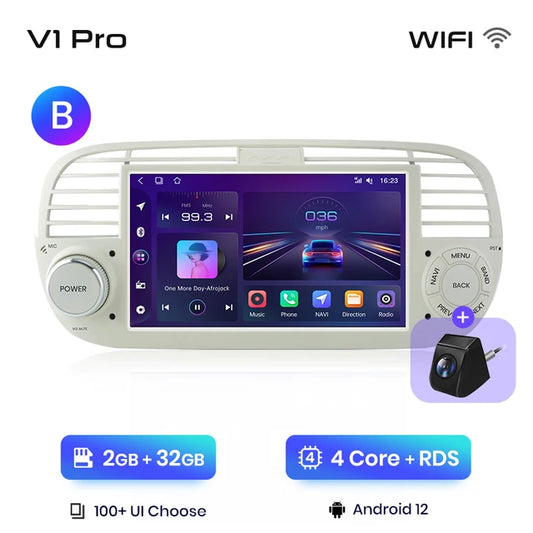 Wireless Speakers, , V1 pro (2GB 32GB), Universal Car Radio Player, Multimedia GPS Navigation autoradio, Support wireless Carplay, FIAT 500 Abarth 2007-2015, Color: 
, Size: