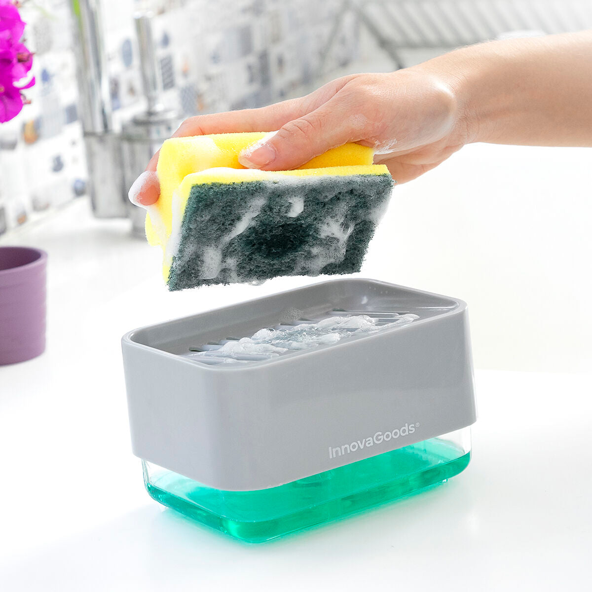 2-in-1 Soap Dispenser for the Kitchen Sink Pushoap InnovaGoods