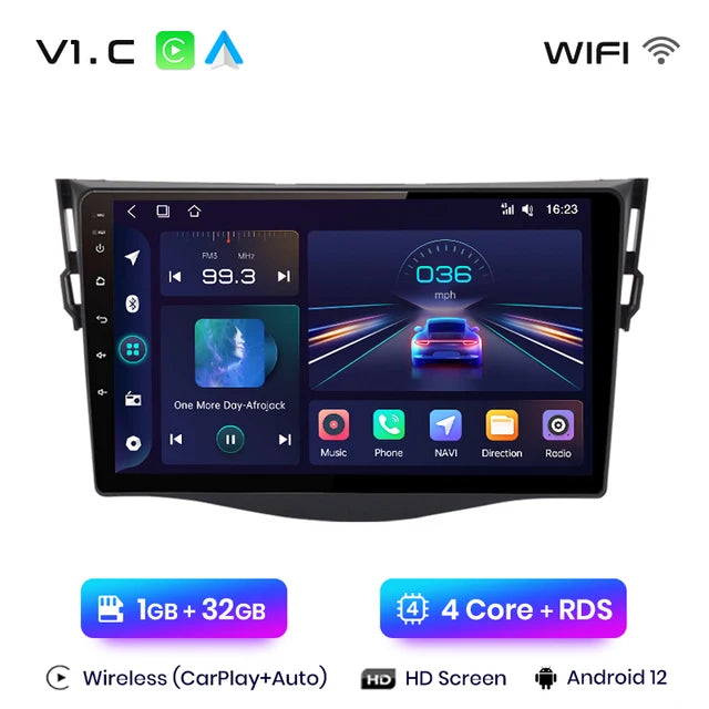 WiFi Controlled, V1 C, 1GB RAM 32GB ROM, Black, 2din autoradio, Toyota RAV4 RAV 4 2007-2011, 4G Car Multimedia GPS