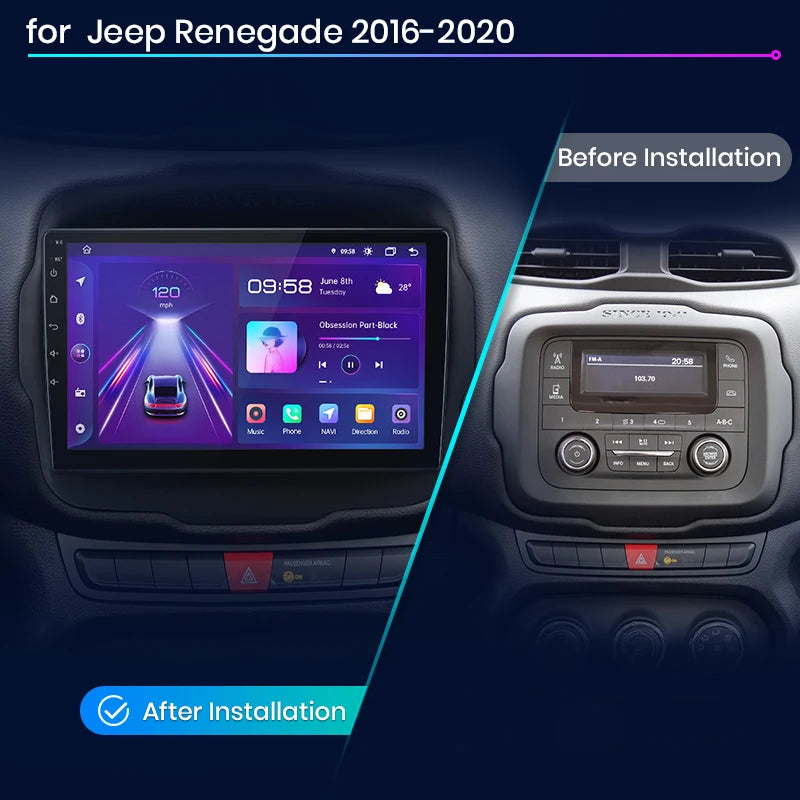 Wireless Speakers, , V1 AI Voice CarPlay Android Auto Radio, Jeep Renegade 2016-2020, 4G, Multimedia GPS, 2din autoradio, 1G 16G, Black, Size: -