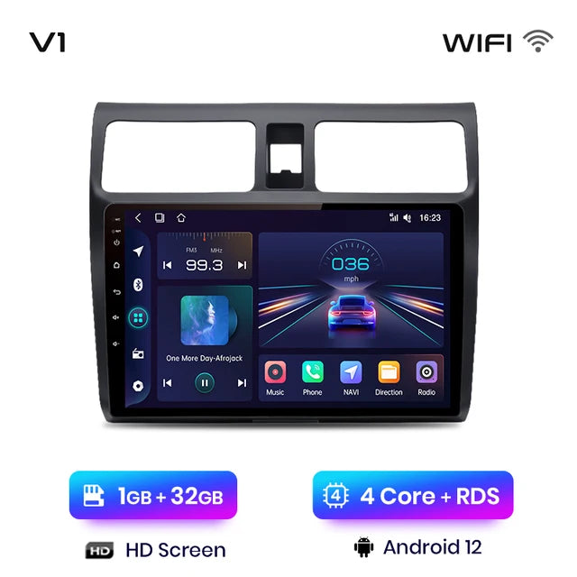 WiFi Controlled,  V1 AI Voice CarPlay Android Auto Radio, Suzuki Swift 2003-2010, 1GB 32GB, 4G GPS 2din