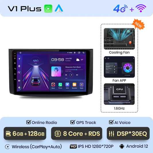 WiFi Controlled, V1 Plus, 6GB-128GB, Car Radio, Chevrolet Aveo 2006-2012, CarPlay Android Auto, intelligent systems, No 2 din DVD