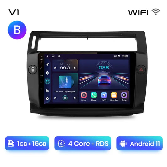 WiFi Controlled, V1 Plus Car Radio, CarPlay Android Auto, Citroen C4 C-Triomphe C-Quatre 2004-2009, No DVD, 1GB-16GB