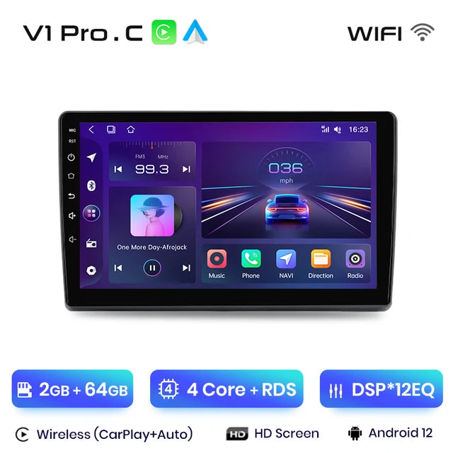 WiFi Controlled, V1 Pro.C (2GB-64GB), CarPlay Android Auto, Wireless, Fiat Ducato 2007-2015, Intelligent System, No DVD