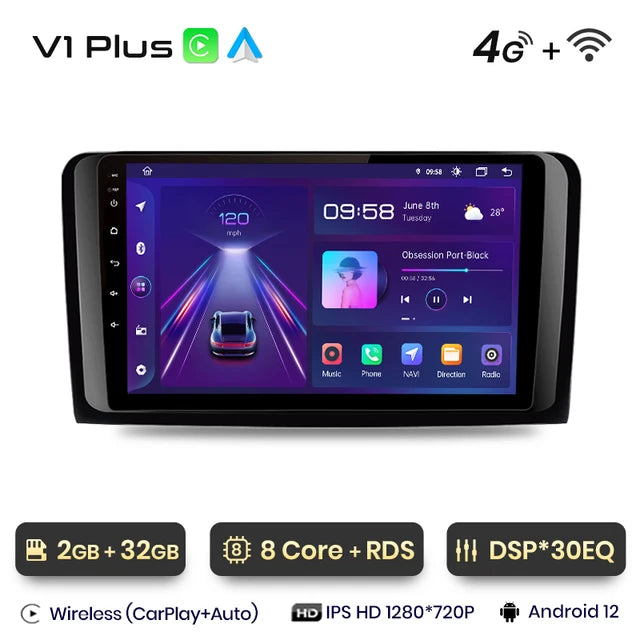 WiFi Controlled, V1 Plus, 2GB-32GB, Mercedes Benz M-Class W164 GL-Class X164 ML GL, CarPlay Android Auto, No 2 din DVD