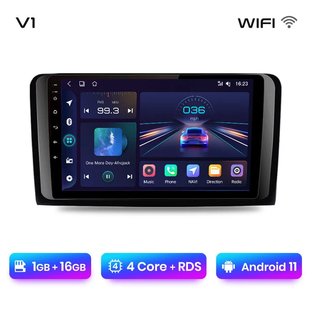 WiFi Controlled, V1 Plus, 1GB-16GB, Car Radio, Mercedes Benz M-Class W164 GL-Class X164 ML GL, wireless CarPlay Android Auto, No 2 din, DVD