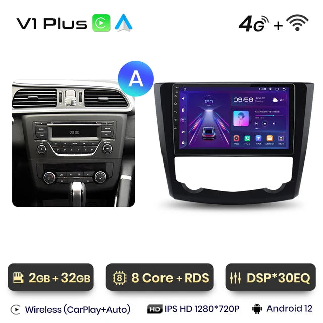 WiFi Controlled, V1 Plus Car Radio, 2GB-32GB, wireless CarPlay Android Auto, intelligent system, No 2 din, DVD