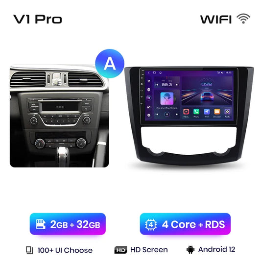 WiFi Controlled,  V1 Pro (2GB-32GB), Renault Kadjar 2015-2019, CarPlay Android Auto, intelligent system, No DVD