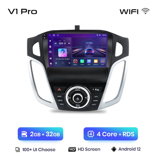 WiFi Controlled, V1 Pro, AI Voice, 2GB 32GB, Android Auto Radio, Ford Focus 3 2011-2019, Carplay 4G, GPS, 2din autoradio