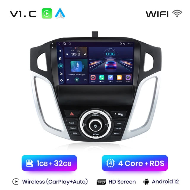 WiFi Controlled, V1 C, 1GB RAM 32GB storage, Ford Focus 3, 2011-2019, Carplay GPS autoradio