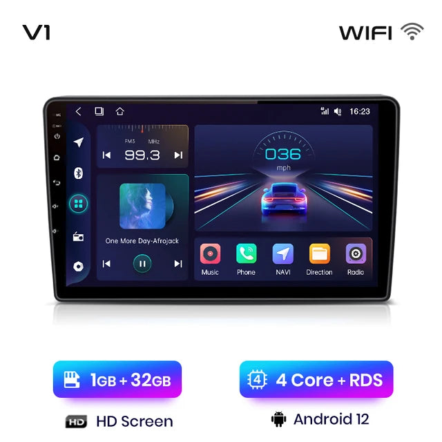 WiFi Controlled, V1pro AI Voice 2 din Android Auto Radio, 1GB 32GB, Carplay 4G Car Multimedia GPS, Opel Zafira B Astra H 2005-2014, Black, 2din autoradio.