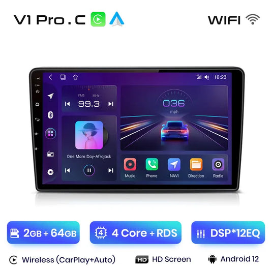 WiFi Controlled, V1 Pro C, 2GB RAM 64GB ROM, AI Voice, Opel Zafira B Astra H 2005-2014, Carplay, 4G, GPS, 2din autoradio