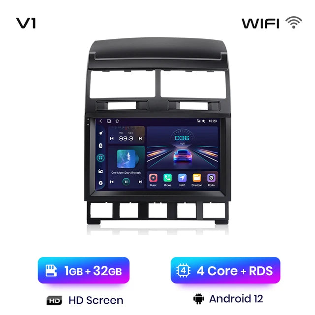 WiFi Controlled, V1pro AI Voice 2 din Android Auto Radio for Volkswagen Touareg 2002-2010, 1GB 32GB, Carplay 4G, GPS 2din autoradio