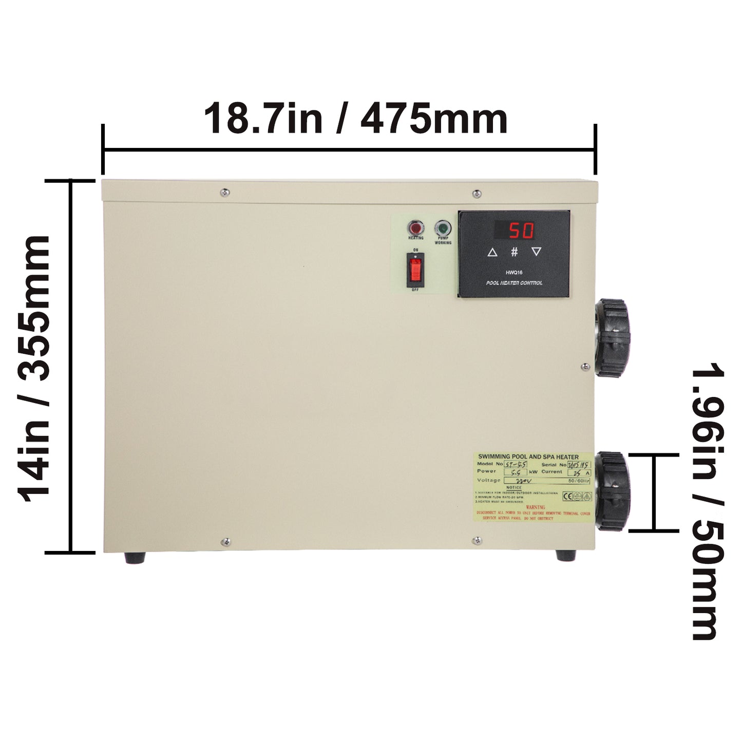 Chauffe-eau électrique 11KW pour piscines extérieures, température réglable, 220V.