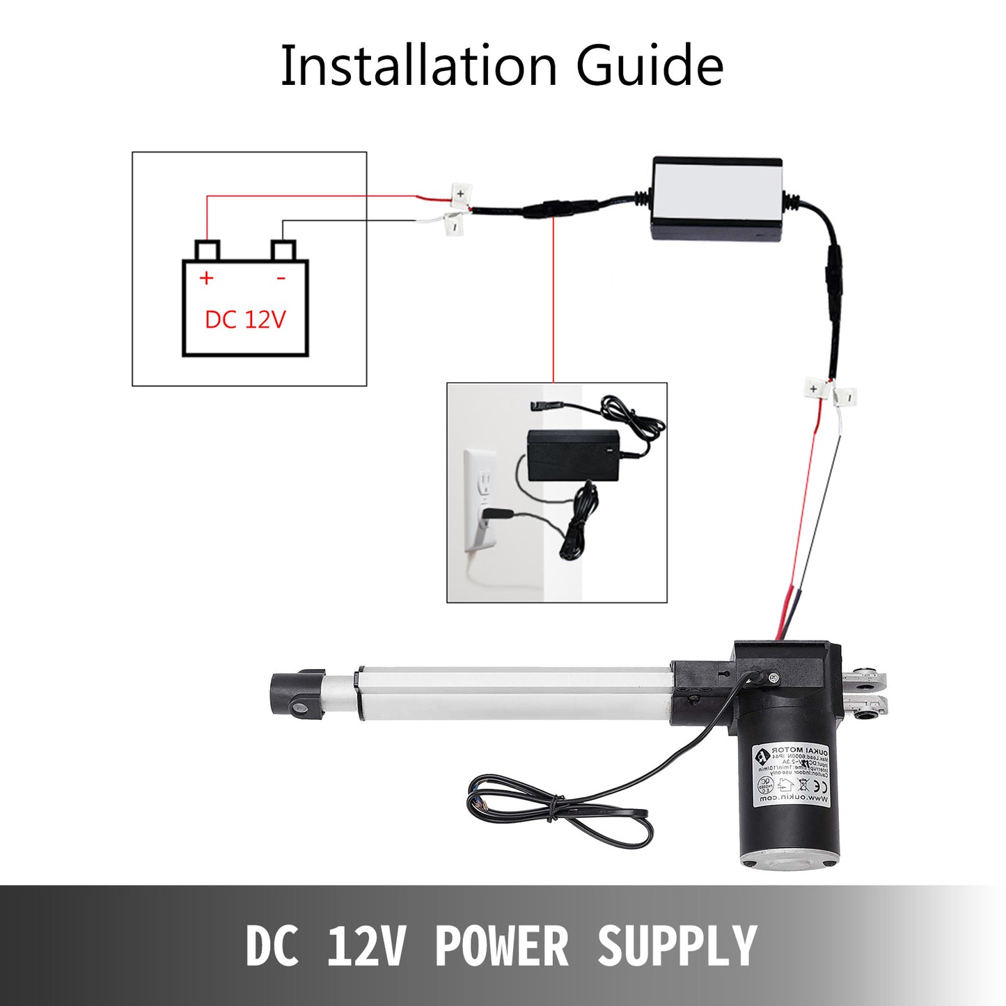 Contrôleur d'actionneur linéaire 12 V, moteur électrique à course de 400 mm par VEVOR