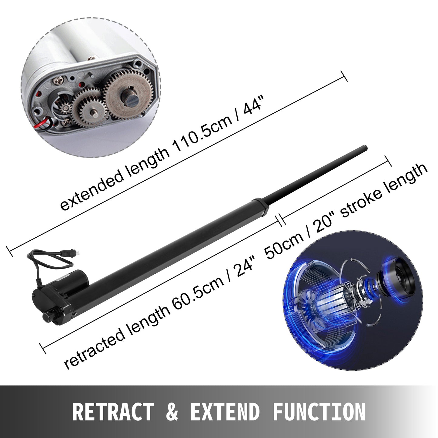 Actionneur linéaire électrique 12V, contrôleur de moteur à course de 500mm et support de montage 900N