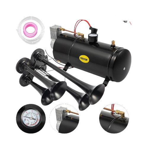 3/4 Trumpets 12V 150DB Air Horn Kit, Max 150 PSI