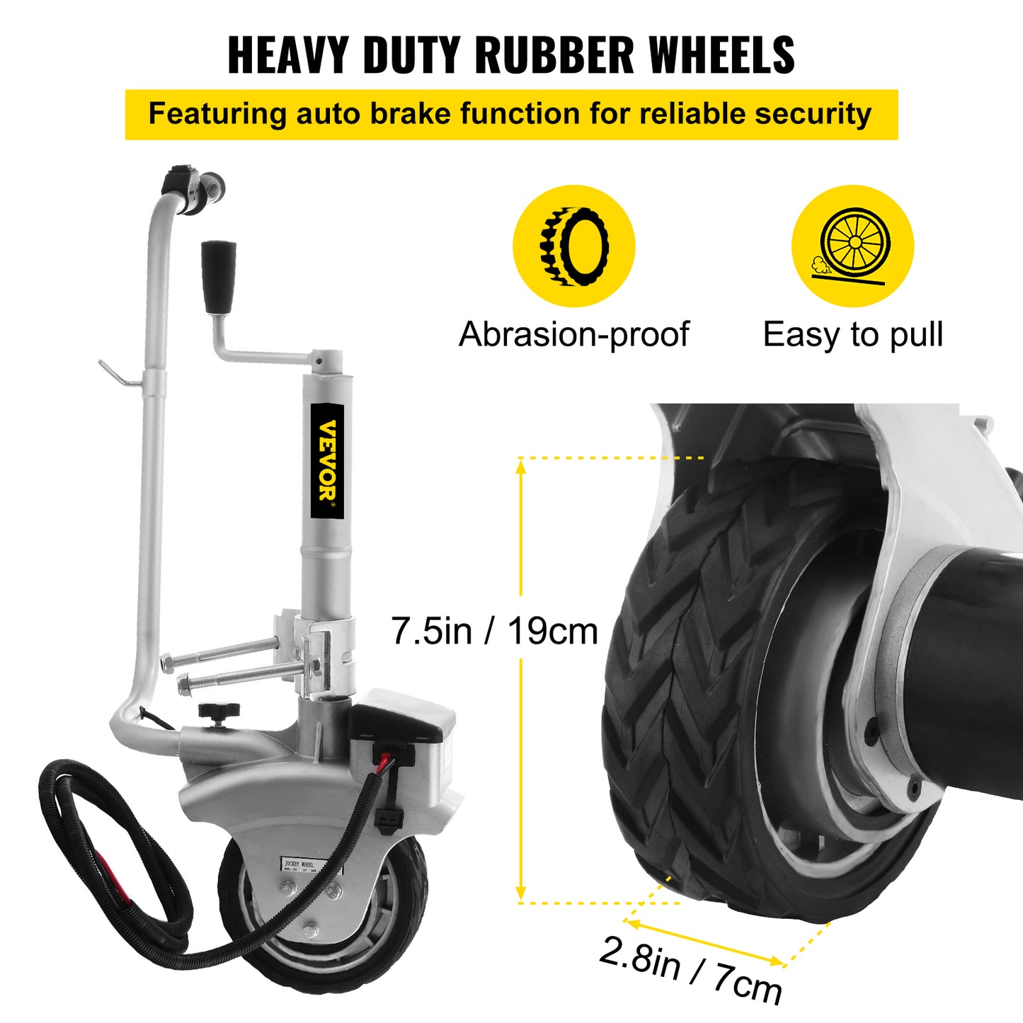 Roue Jockey 12V pour charge de véhicule et moteur de remorque - 2270KG