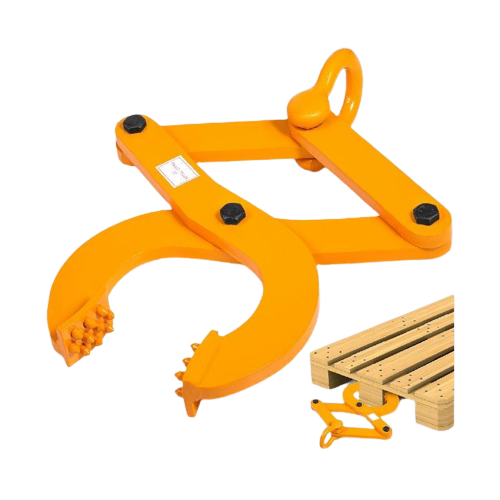 3 Ton Steel Single Scissor Pallet Puller Clamp with Convex Teeth - Heavy Duty Pallet Grabber