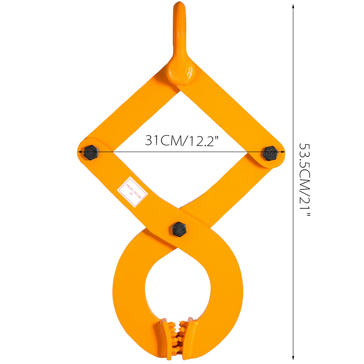 3 Ton Steel Single Scissor Pallet Puller Clamp with Convex Teeth - Heavy Duty Pallet Grabber