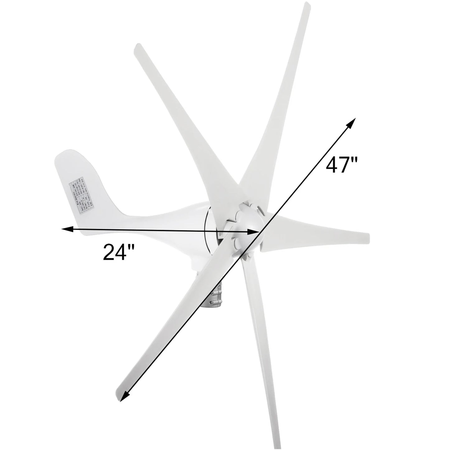 Wind Turbine Generator, VEVOR 500W, 5 blades, 12V/24V, Charge Controller, RV Yacht Farm, Small Wind Generator, Home Use, Black, 500W