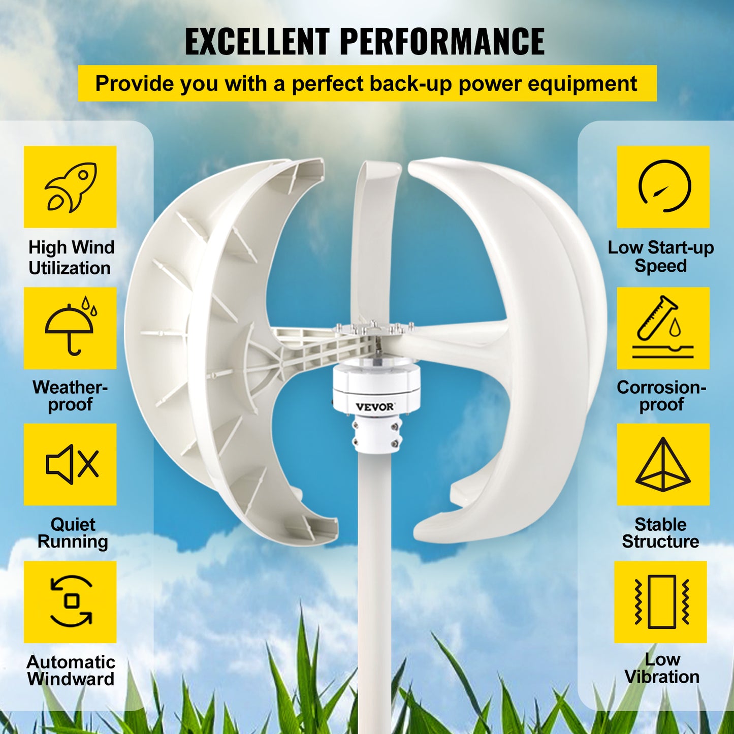 Éolienne verticale 12 V 400 W avec contrôleur