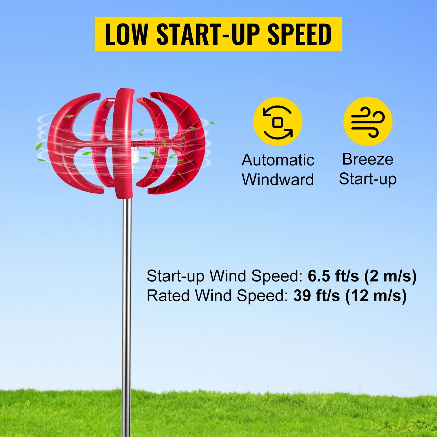 Wind Turbine, 12V, 400W, with Controller, Red