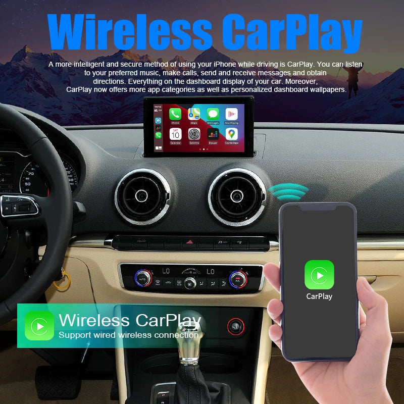 Wireless Speakers, , Audi A3 MIB2 2014-2018, Mirror Link AirPlay Navigation, 5.8 or 6.3 inches, Color Black.