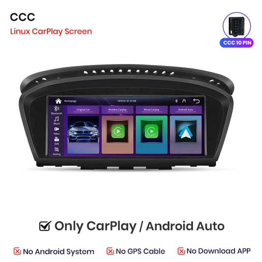 WiFi Controlled, BMW 5 Series E60 E61 E63 E64 E90 E91 E92, Wireless CarPlay Andorid Auto, Multimedia GPS 2din Autoradio, Black, One Size