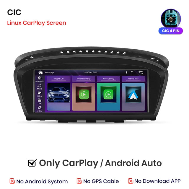 WiFi Controlled, BMW 5 Series E60 E61 E63 E64 E90 E91 E92, Multimedia GPS, Wireless CarPlay and Android Auto, 2din Autoradio.