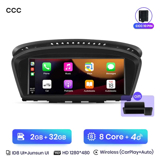 WiFi Controlled, 4G 2-32GB CCC, Wireless CarPlay Android Auto Car Radio, BMW 5 Series E60 E61 E63 E64 E90 E91 E92, Multimedia GPS 2din Autoradio