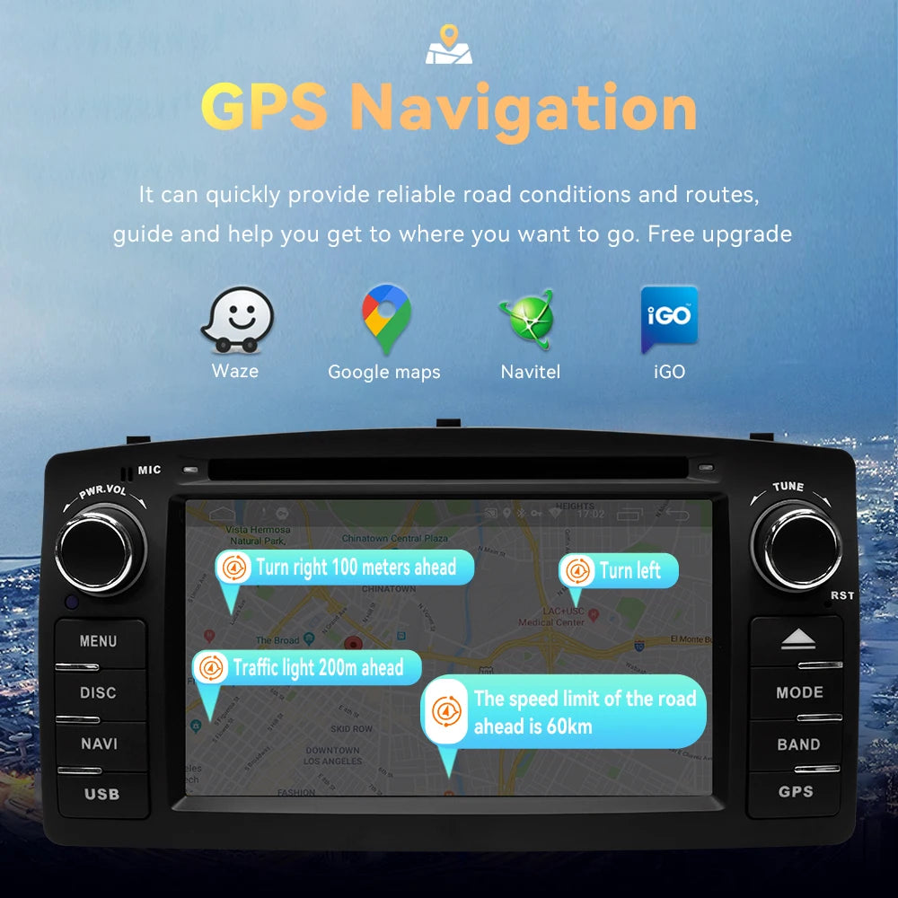 Wireless Speakers, , Android 12 Car DVD Player, 4GB 64GB, Toyota Corolla E120 BYD F3, GPS Navigation, Multimedia DSP RDS Radio, 4Core 2GB 32GB, Black, 2Din.