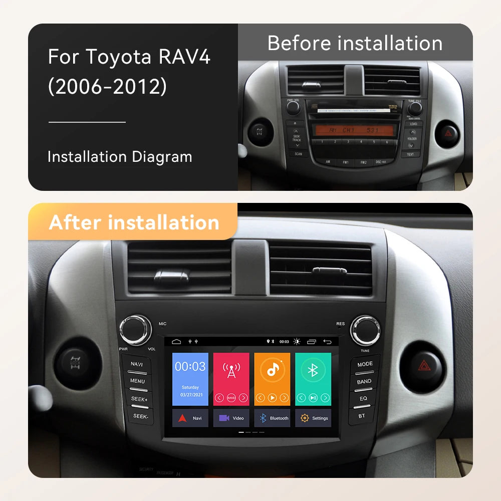 Wireless Speakers, , RAV4 2006-2012, Android 12, 8GB/128GB, Stereo Audio Video, 2GB/32GB, OBD2 Cam