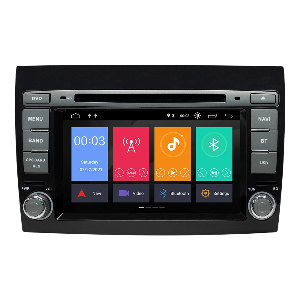 Wireless Speakers, , Car DVD Player, Android 12, GPS Navigation, DSP IPS, 4GB 64GB, DVR, Fiat/Bravo 2007 2008 2009 2010 2011 2012, Black