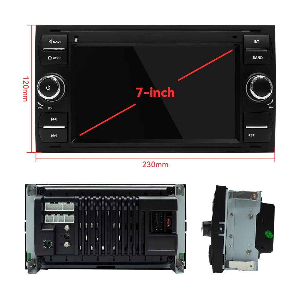 Wireless Speakers, , Ford Focus 2 Fiesta Mondeo 4 C-max S-Max Fusion Transit Kuga RDS DSP 4Core 2GB 16GB, Car Radio Multimedia, Black