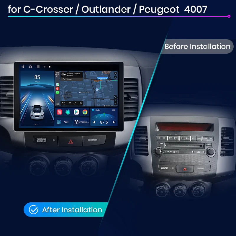 Wireless Speakers, , X7 MAX 13.1" 2K, CarPlay Android Auto, Mitsubishi Outlander 2005-2011 C-Crosser, Multimedia autoradio, 4GB RAM, Black, 1 Size.