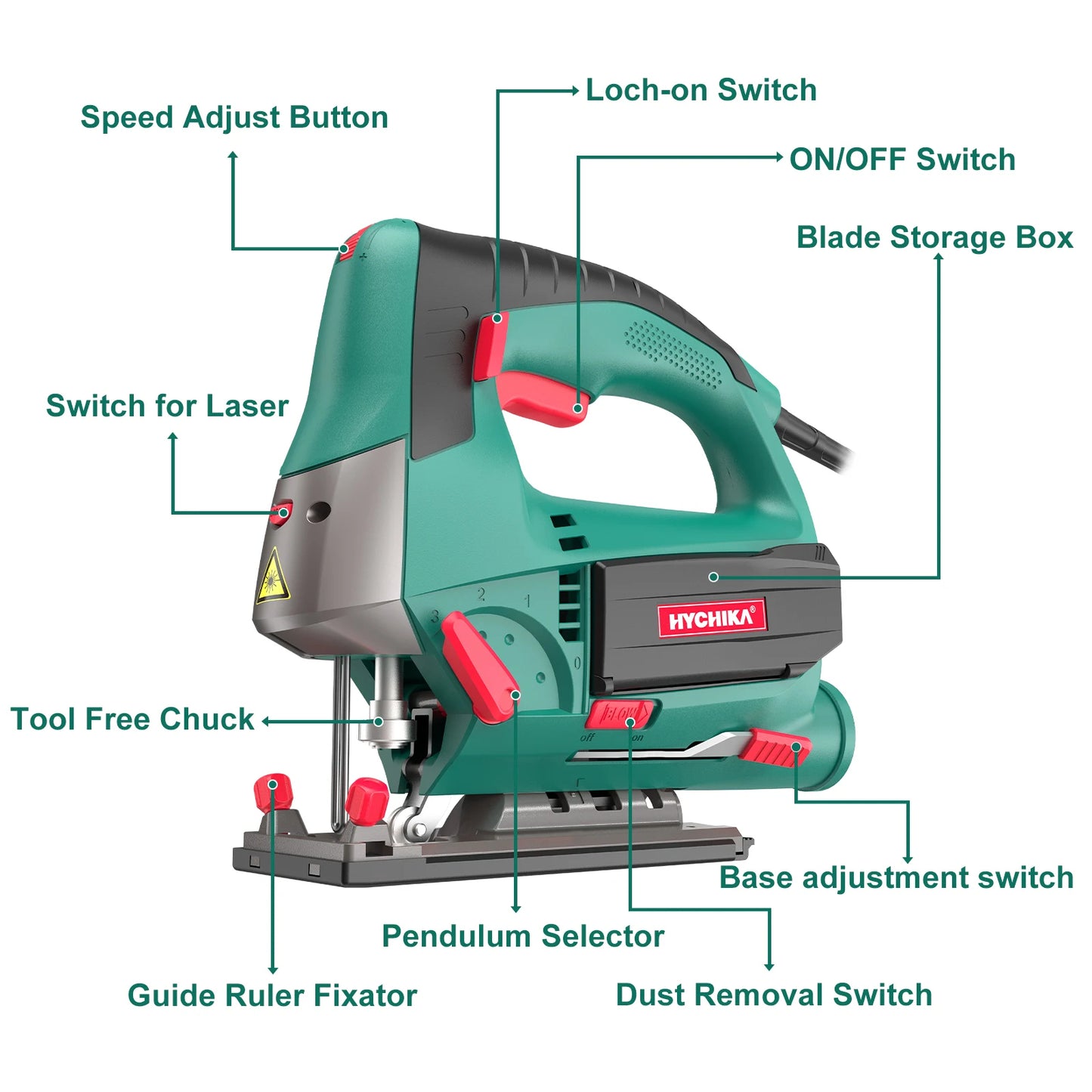 Wood Router, 110V, 750W, 2800rpm, 6.7A, 6 Blades, 22mm, Green