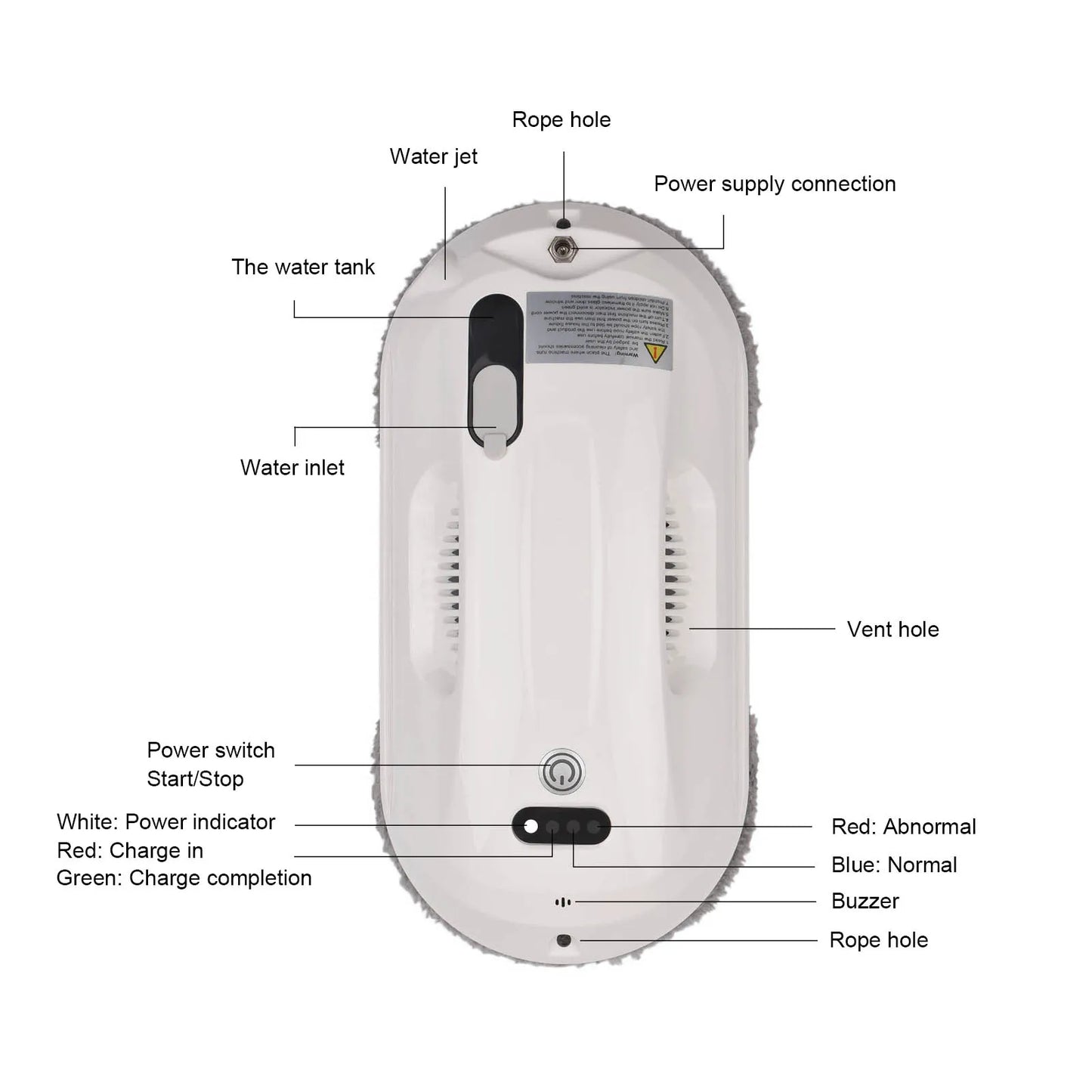 Window Cleaner, 68dB, 2800Pa, Remote Control, EU Plug, White