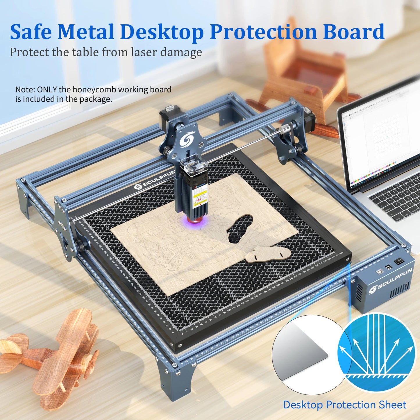 Working Table, For Laser Engraver, Honeycomb, 400x400mm, Gray