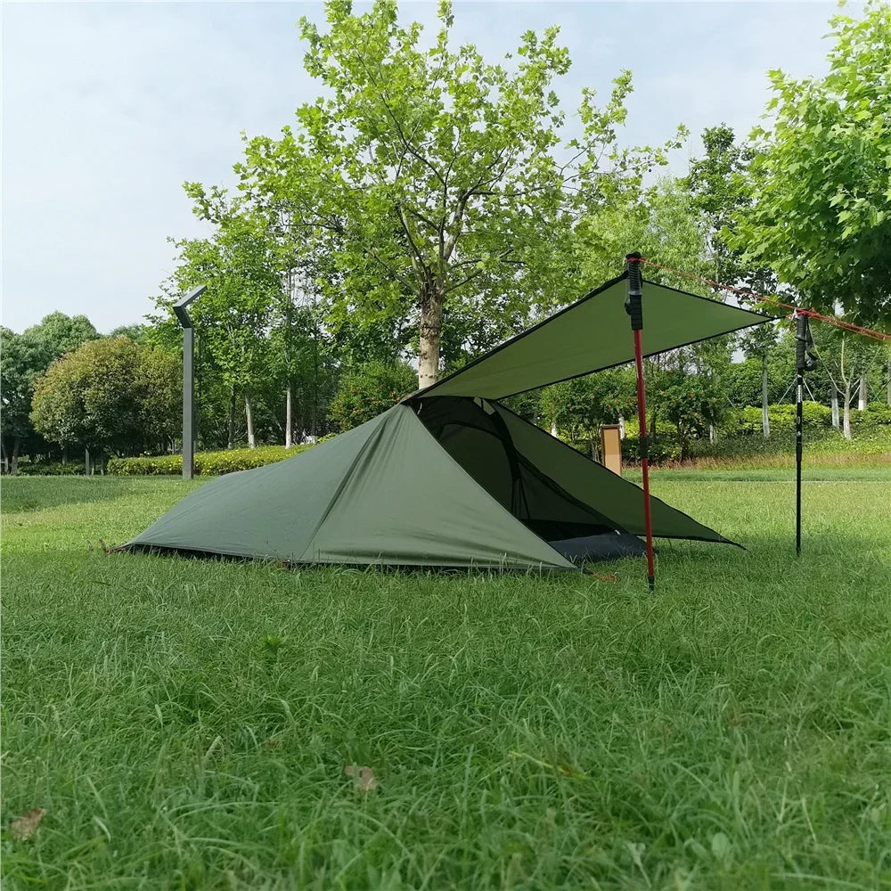 1 Person Ultralight Camping Tent Water Resistant Aviation Aluminum Support Outdoor Hiking Sleeping Bag (50" x 29.5" x 39.4")